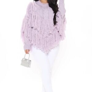 Fashion Nova Lavender Purple Long Sleeve Heavy Swing  by Fringe Sweater M
